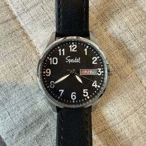 Speidel Black Watch with Leather Strap